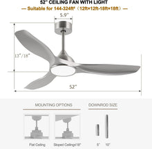 Load image into Gallery viewer, 52 Inch Quiet DC Motor Ceiling Fan With LED Lights Remote Control