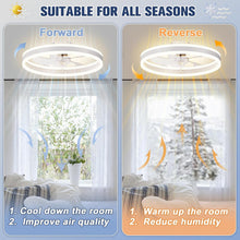 Load image into Gallery viewer, Low Profile Ceiling Fan With Lights And Remote 19.7 Inch White