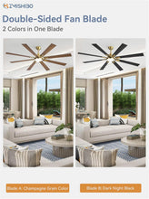 Load image into Gallery viewer, 72 Inch Black And Gold Ceiling Fan With Remote Light