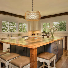 Load image into Gallery viewer, Rattan Farmhouse 5 Light Chandelier With Fabric Shade