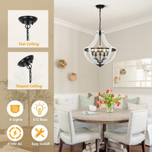 Load image into Gallery viewer, 5-Light White Wood Chandeliers