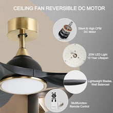 Load image into Gallery viewer, 52 Inch Quiet Dc Motor Ceiling Fan With Lights Remote
