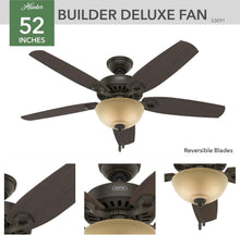 Load image into Gallery viewer, Fan Company Builder Deluxe 52 Inch Ceiling Fan With LED Light Bronze