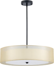 Load image into Gallery viewer, 20 Inch Black Drum Pendant Light With Fabric Shade Three Light Matte