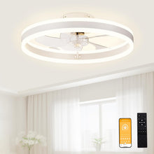 Load image into Gallery viewer, Low Profile Ceiling Fan With Lights And Remote 19.7 Inch White