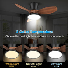 Load image into Gallery viewer, 32 Inch Quiet Ceiling Fan With LED Light Remote Control Walnut Finish