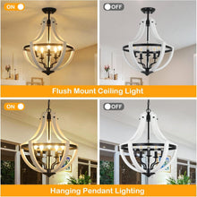 Load image into Gallery viewer, 5-Light White Wood Chandeliers