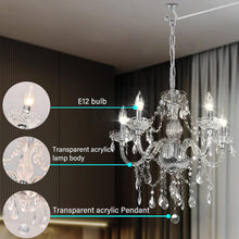 Load image into Gallery viewer, Plug In 5 Light Crystal Pendant Chandelier With Clear Cord