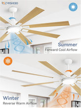 Load image into Gallery viewer, 72 Inch White Ceiling Fan With Lights And Remote DC Motor