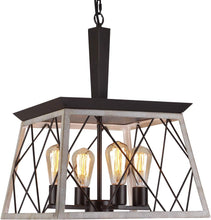 Load image into Gallery viewer, 4 Light Farmhouse Vintage Chandelier White Oak Finish