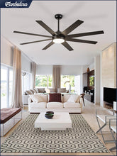 Load image into Gallery viewer, 72 Inch Black Outdoor Ceiling Fan With Light And Remote
