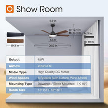 Load image into Gallery viewer, 52 Inch Black Ceiling Fan With Remote Integrated Light