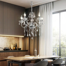 Load image into Gallery viewer, Plug In 5 Light Crystal Pendant Chandelier With Clear Cord