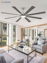 Load image into Gallery viewer, 72 Inch Brushed Nickel Ceiling Fan With Light And Remote