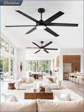 Load image into Gallery viewer, 60 Inch Black Ceiling Fan With Lights Remote DC Motor