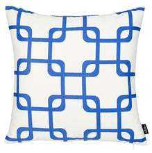 Load image into Gallery viewer, Blue and White Geometric Squares Decorative Throw Pillow Cover