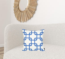 Load image into Gallery viewer, Blue and White Geometric Squares Decorative Throw Pillow Cover