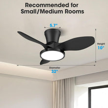 Load image into Gallery viewer, 32 Inch Quiet Ceiling Fan With LED Light And Remote