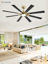 Load image into Gallery viewer, 72 Inch Black And Gold Ceiling Fan With Remote Light