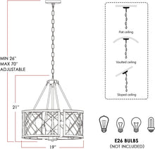 Load image into Gallery viewer, D19 Inch Rustic 4 Light Chandelier Black And White Oak