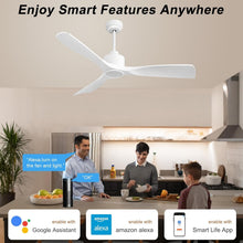 Load image into Gallery viewer, 52 Inch White Smart Ceiling Fan With Lights And Remote