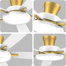 Load image into Gallery viewer, 52 Inch Ceiling Fan With Remote Dimmable Lights White Gold
