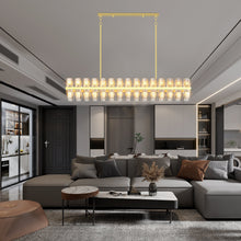 Load image into Gallery viewer, Crystal Brass Rectangle Chandeliers for Dining Room, 54in Gold