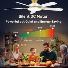 Load image into Gallery viewer, 52 Inch Ceiling Fan With Remote Dimmable Lights White Gold
