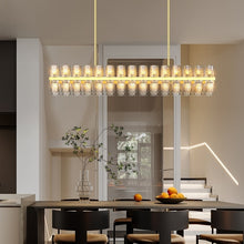 Load image into Gallery viewer, Crystal Brass Rectangle Chandeliers for Dining Room, 54in Gold