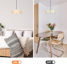 Load image into Gallery viewer, 20 Inch Black Drum Pendant Light With Fabric Shade Three Light Matte