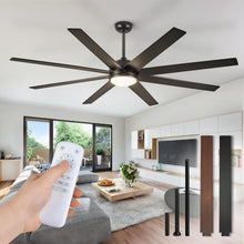 Load image into Gallery viewer, 65 Inch Ceiling Fan With Lights Remote Black Indoor Outdoor