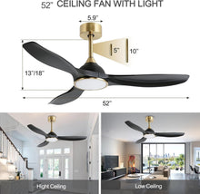 Load image into Gallery viewer, 52 Inch Quiet Dc Motor Ceiling Fan With Lights Remote