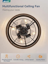 Load image into Gallery viewer, 16.5 Inch Rustic Brown Caged Ceiling Fan With Light