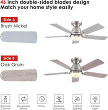 Load image into Gallery viewer, 46 Inch Smart Flush Mount Ceiling Fan With Dimmable Lights