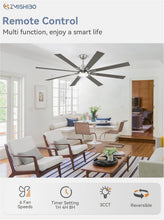 Load image into Gallery viewer, 72 Inch Brushed Nickel Ceiling Fan With Light And Remote