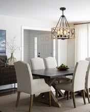 Load image into Gallery viewer, D19 Inch Rustic 4 Light Chandelier Black And White Oak