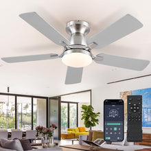 Load image into Gallery viewer, 46 Inch Smart Flush Mount Ceiling Fan With Dimmable Lights