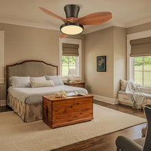 Load image into Gallery viewer, 32 Inch Quiet Ceiling Fan With LED Light Remote Control Walnut Finish