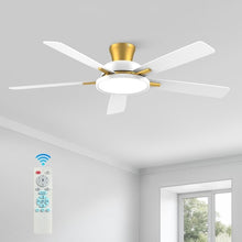 Load image into Gallery viewer, 52 Inch Ceiling Fan With Remote Dimmable Lights White Gold