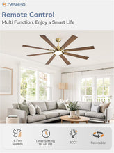Load image into Gallery viewer, 72 Inch Black And Gold Ceiling Fan With Remote Light