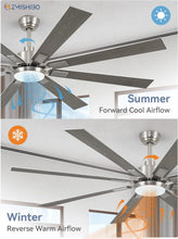 Load image into Gallery viewer, 72 Inch Brushed Nickel Ceiling Fan With Light And Remote