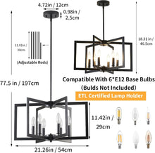 Load image into Gallery viewer, Black Metal Chandelier For Dining Room 6 Light Modern