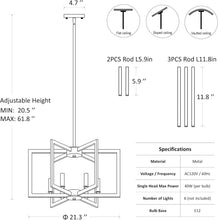 Load image into Gallery viewer, Six Light Gold Pendant Light Modern Farmhouse Chandelier