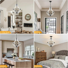 Load image into Gallery viewer, 5-Light White Wood Chandeliers