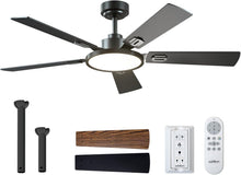 Load image into Gallery viewer, 52 Inch Black Ceiling Fan With Remote Integrated Light