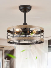 Load image into Gallery viewer, 16.5 Inch Rustic Brown Caged Ceiling Fan With Light