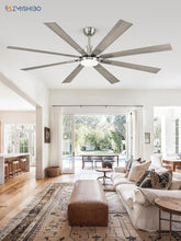 Load image into Gallery viewer, 72 Inch Brushed Nickel Ceiling Fan With Light And Remote