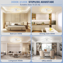Load image into Gallery viewer, Low Profile Ceiling Fan With Lights And Remote 19.7 Inch White