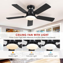 Load image into Gallery viewer, 46 Inch Black Low Profile Ceiling Fan With Light Remote App