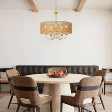 Load image into Gallery viewer, Gold 5 Light Rattan Boho Chandelier Pendant Lighting